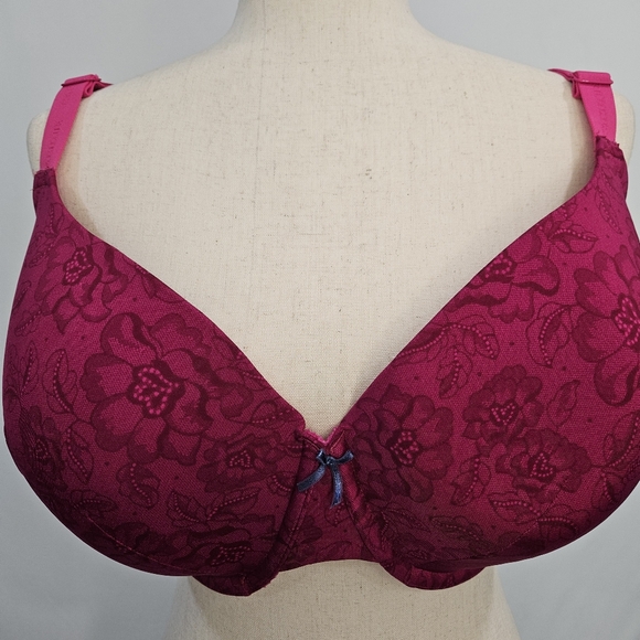 Cacique Bra Fuschia Hot Pink Jacquard Print Size 44 F / 44 DDD - Picture 1 of 11